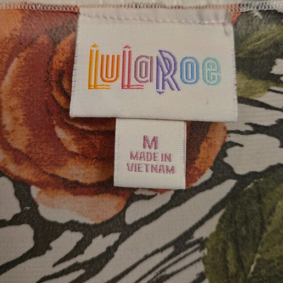 LuLaRoe Medium Floral Kimono Cardigan Simply Comfortable Orange Roses Butterfly - Picture 4 of 5